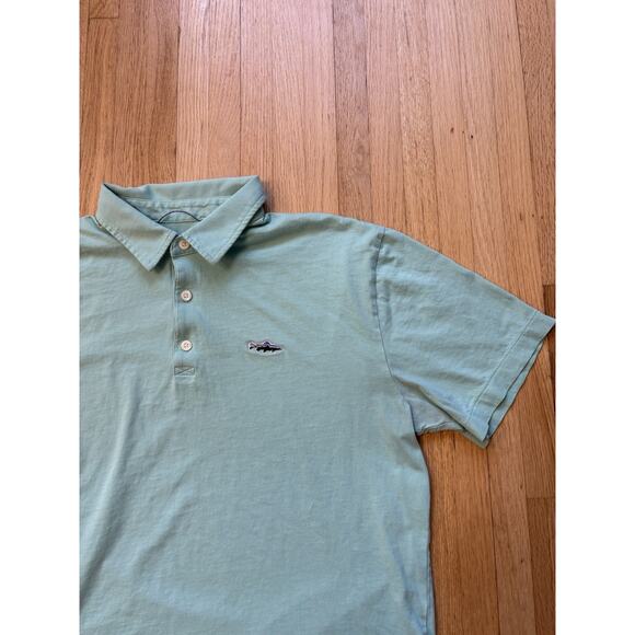 Patagonia Polo Shirt Men’s Medium Trout Fitz Roy Organic Cotton Teal 52206 Med - Picture 4 of 7
